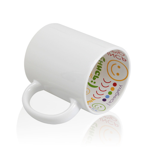 Кружка керамика белая принт внутри "Улыбнись" 330мл