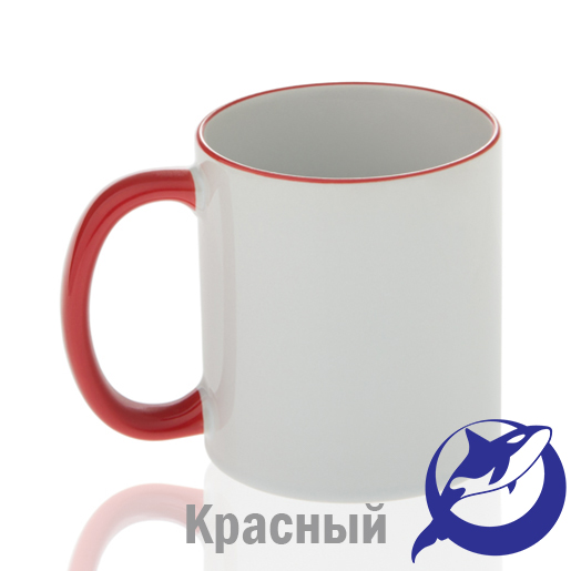 Кружка керамика белая, ободок и ручка синие премиум 330мл