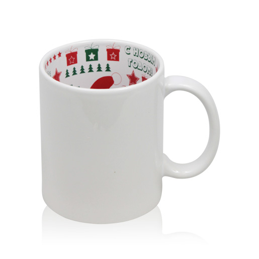 Кружка керамика белая принт внутри "С Новым годом и Рождеством" 330мл