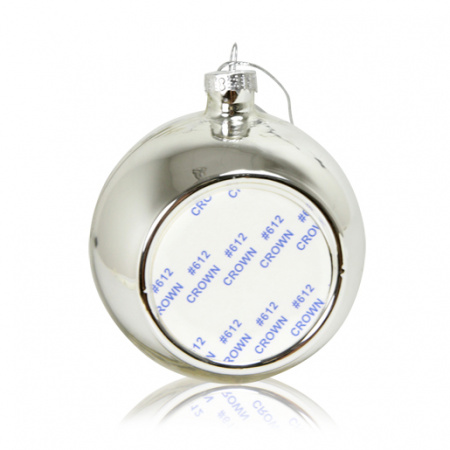 Шар елочный стекло серебро (со вставкой для сублимации D51мм) D80мм