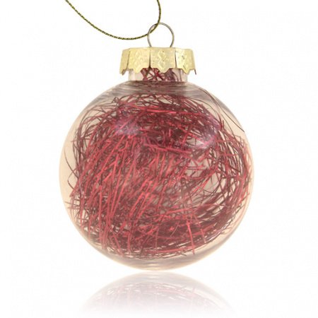 Шар елочный пластик прозрачный с красным наполнителем и вставкой для сублимации D38мм D60мм