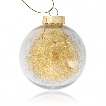 Шар елочный пластик прозрачный с красным наполнителем и вставкой для сублимации D38мм D60мм