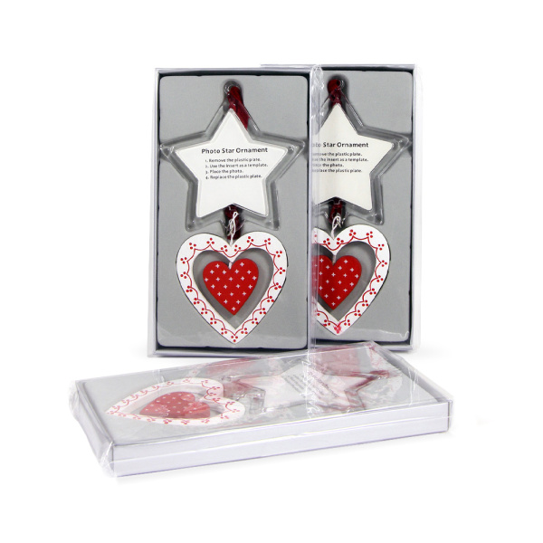 Ёлочная игрушка звезда/сердце под вставку 91х93х5мм