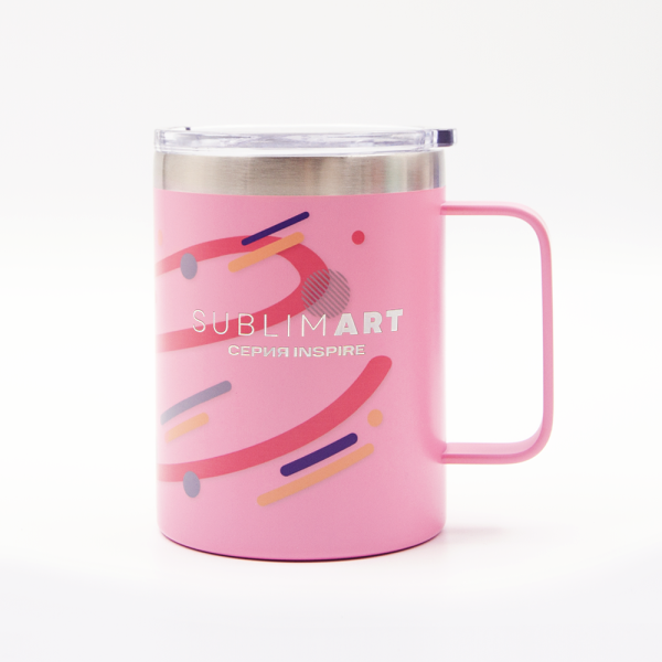 Кружка из нержавеющей стали, матовая розовая 300мл для УФ печати и гравировки