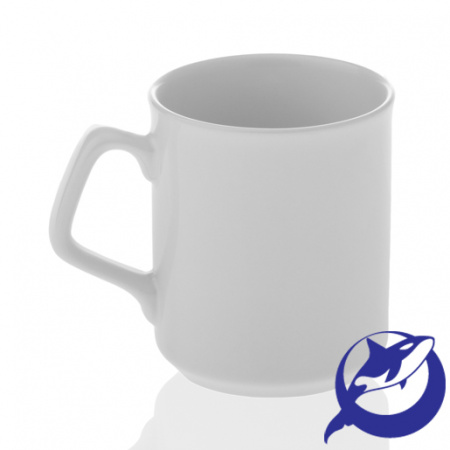 Кружка керамика белая, с фигурной ручкой 270мл