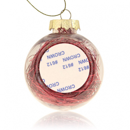 Шар елочный пластик прозрачный с красным наполнителем и вставкой для сублимации D38мм D60мм