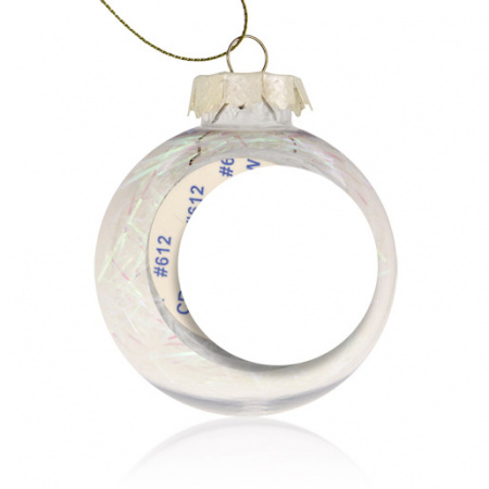 Шар елочный пластик прозрачный с блестящим наполнителем и вставкой для сублимации D38мм D60мм