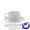 Кружка керамика белая, кофейная, с блюдцем и ложкой 110мл