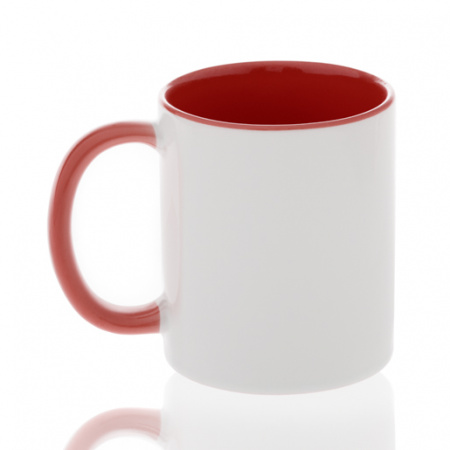 Кружка керамика белая, внутри и ручка красная стандарт 330мл