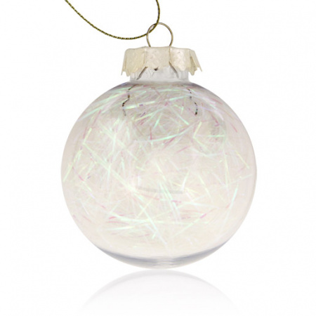 Шар елочный пластик прозрачный с блестящим наполнителем и вставкой для сублимации D38мм D60мм