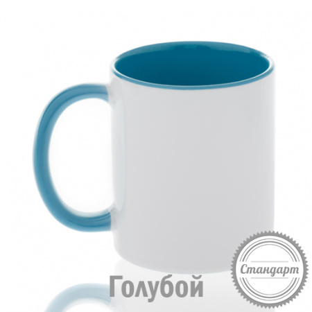 Кружка керамика белая, внутри и ручка синие стандарт 330мл