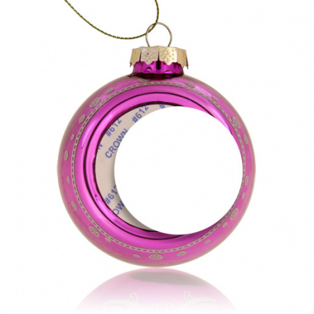 Шар елочный стекло розовый Ангел (со вставкой для сублимации D51мм) D80мм