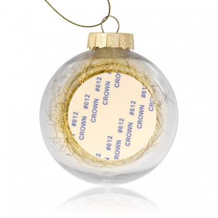 Шар елочный пластик прозрачный с красным наполнителем и вставкой для сублимации D38мм D60мм