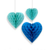 Набор помпонов в виде сердца голубой 3 штуки (h25, h20, h15см)