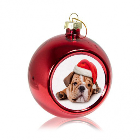 Шар елочный стекло красный (со вставкой для сублимации D51мм) D80мм