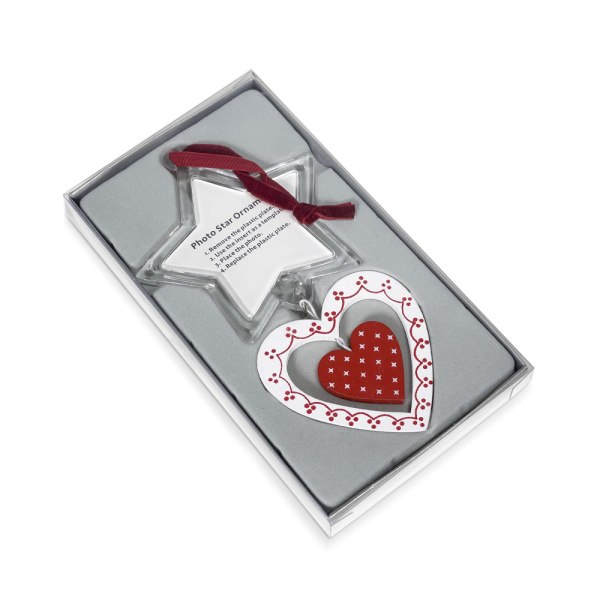 Ёлочная игрушка звезда/сердце под вставку 91х93х5мм