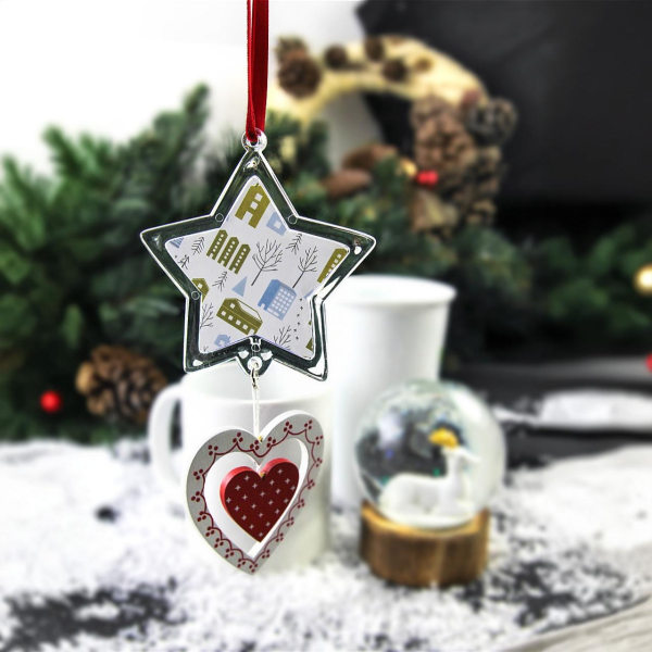 Ёлочная игрушка звезда/сердце под вставку 91х93х5мм