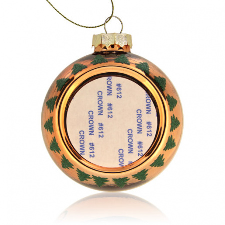 Шар елочный стекло оранжевый Олень и сани (со вставкой для сублимации D51мм) D80мм