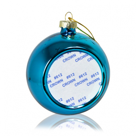 Шар елочный стекло голубой (со вставкой для сублимации D51мм) D80мм