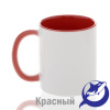Кружка керамика белая, внутри и ручка красная премиум 330мл