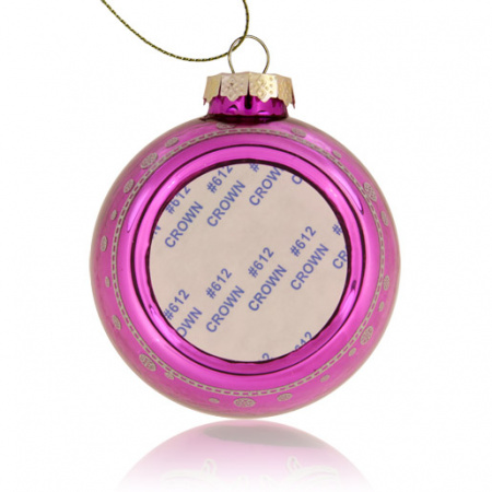 Шар елочный стекло розовый Ангел (со вставкой для сублимации D51мм) D80мм