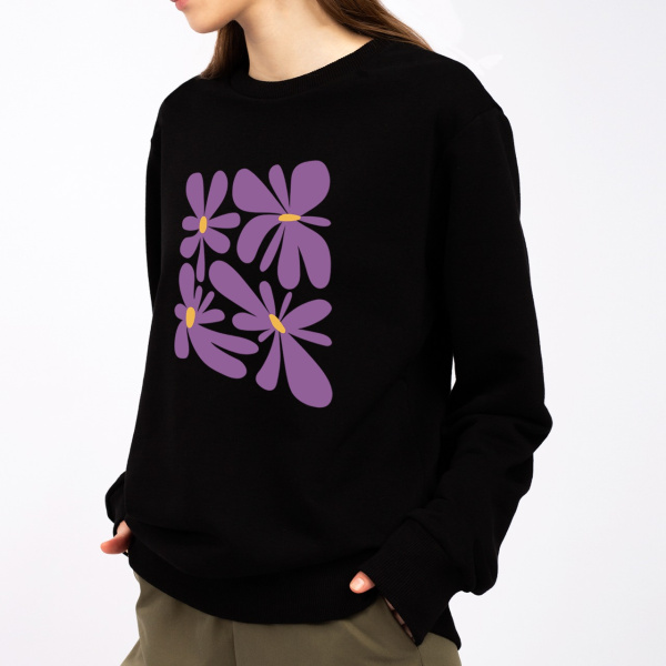 Лонгслив, футер, хлопок и пэ, черный, 56(3XL) 