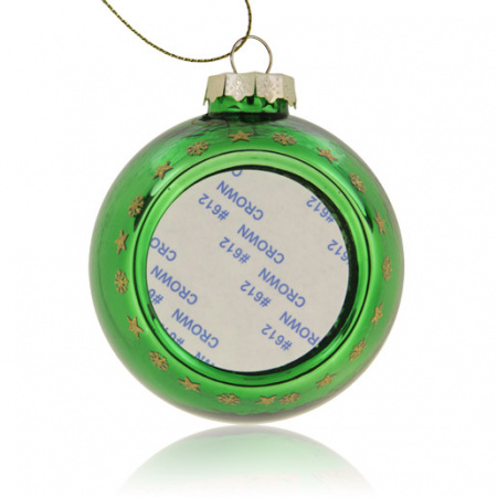 Шар елочный стекло зелёный Ёлка (со вставкой для сублимации D51мм) D80мм