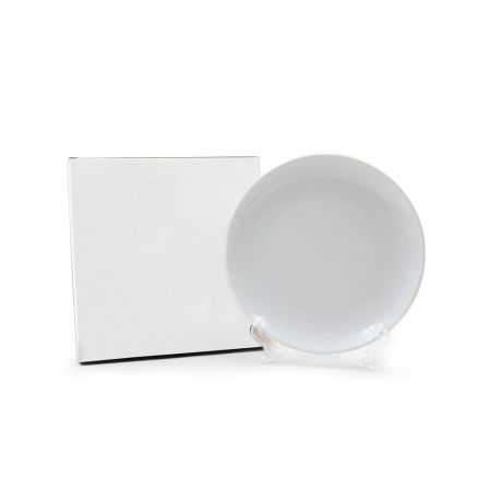 Тарелка фарфор белая для 3D 250 мм (10"), в инд. упаковке, с подставкой и подвесом