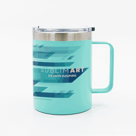 Кружка из нержавеющей стали, матовая, бирюзовая 300мл для УФ печати и гравировки