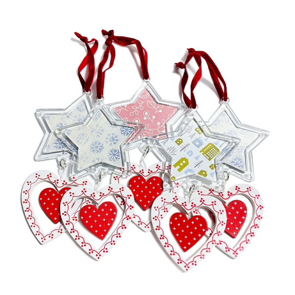 Ёлочная игрушка звезда/сердце под вставку 91х93х5мм