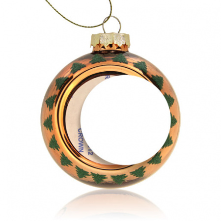 Шар елочный стекло оранжевый Олень и сани (со вставкой для сублимации D51мм) D80мм