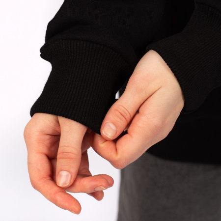 Лонгслив, футер, хлопок и пэ, черный, 46(S)