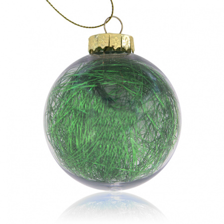Шар елочный пластик прозрачный с зелёным наполнителем и вставкой для сублимации D51мм D80мм