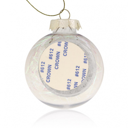 Шар елочный пластик прозрачный с блестящим наполнителем и вставкой для сублимации D38мм D60мм