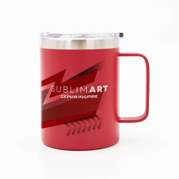 Кружка из нержавеющей стали, матовая красная 300мл для УФ печати и гравировки